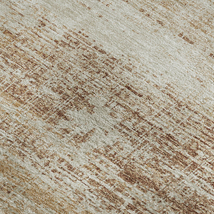 9' X 12' Abstract Washable Area Rug With UV Protection - Copper And Beige