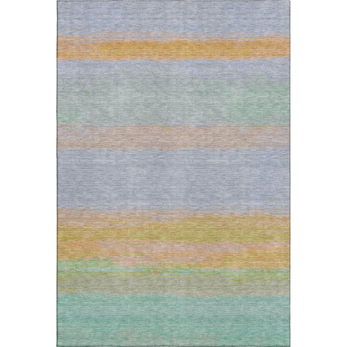 10' X 14' Striped Washable Area Rug With UV Protection (692661) - Lavender / Orange / Teal