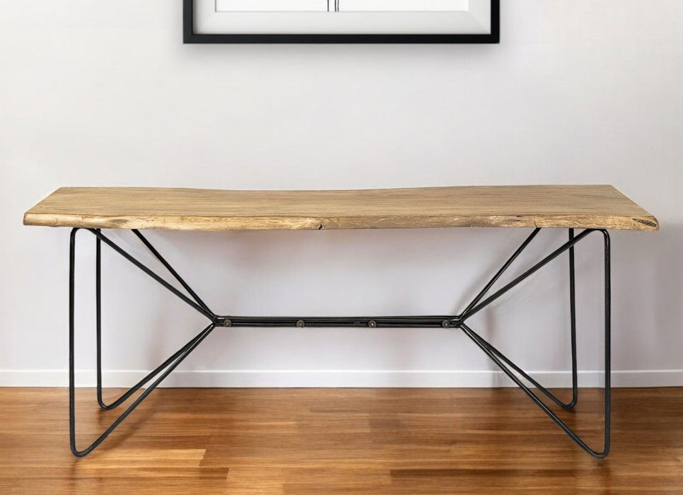 Solid Wood Abstract Console Table - Brown And Black