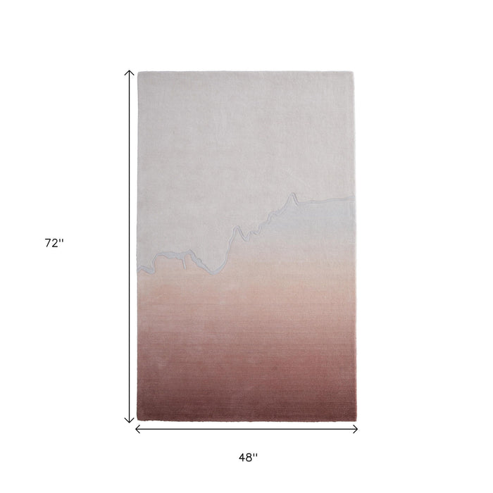 4' X 6' Ombre Hand Tufted Area Rug - Pink And Ivory