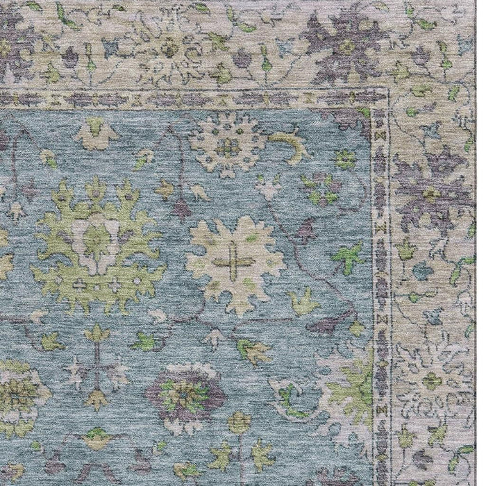 10' X 14' Oriental Washable Area Rug With UV Protection (716593) - Pale Aqua / Teal