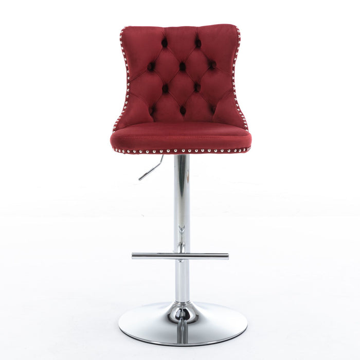 Set of 2 Giga modern upholstered swivel barstools with adjustable height, tufted backs, suitable for home pub and kitchen island.