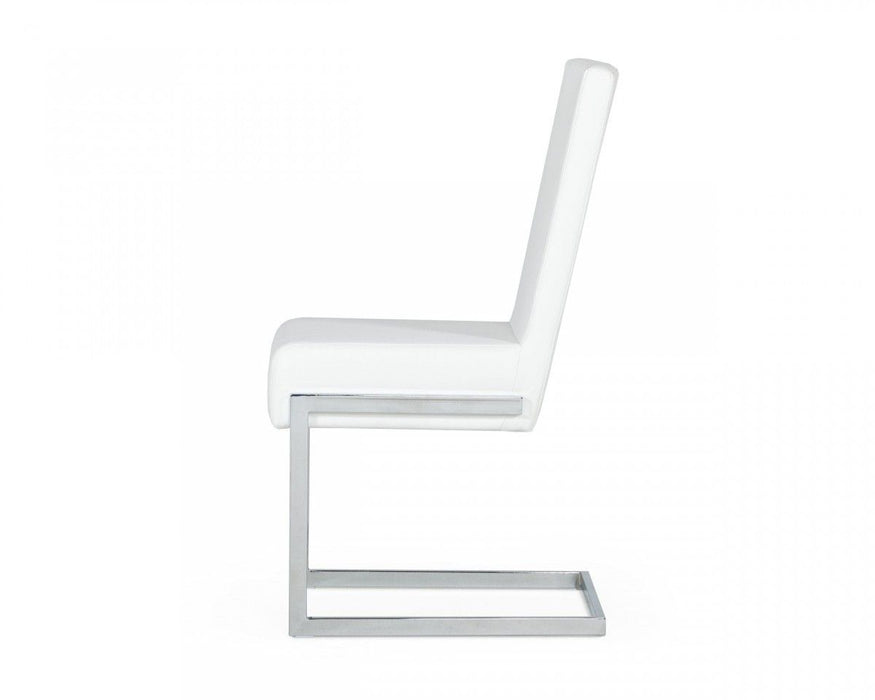 Modern Dining Chairs (Set of 2) - White / Silver