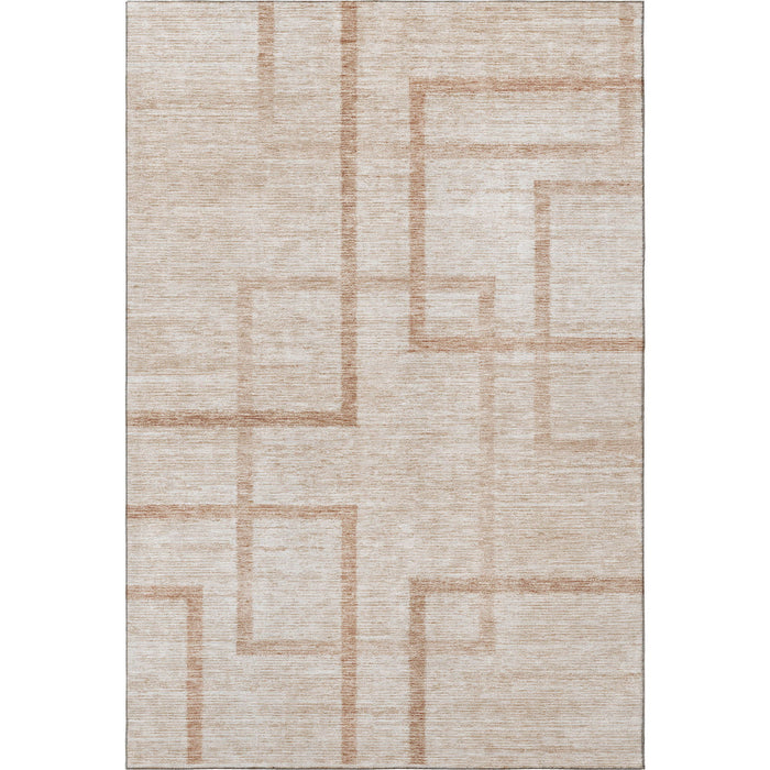 10' X 14' Geometric Washable Area Rug With UV Protection - Coral And Rust