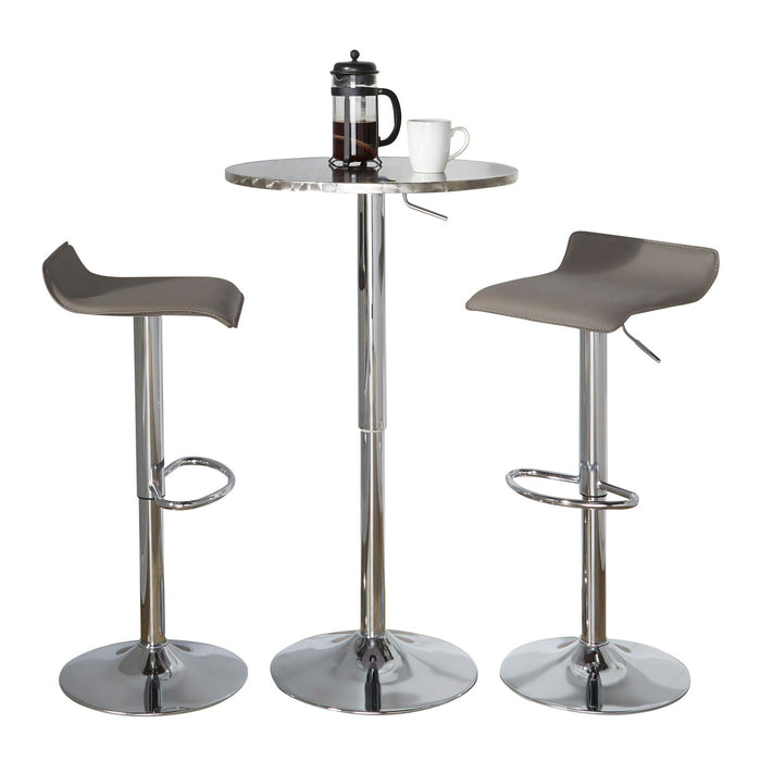 Bistro - Round Ale 3 Piece Bar Set - Chrome Metal