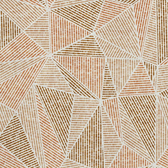 10' X 14' Geometric Washable Area Rug With UV Protection (652001) - Terra Cotta / Beige
