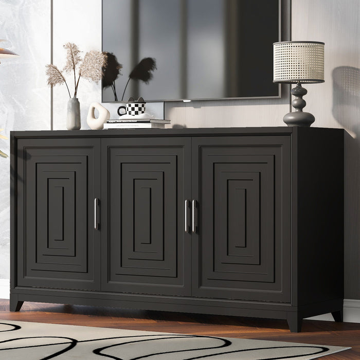 Modern Giga TV stand for up to 65-inch TVs with solid wood legs, featuring spacious storage and a sleek entertainment center design.