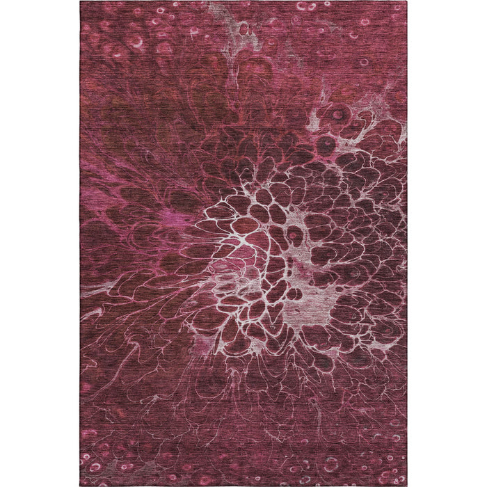 10' X 14' Abstract Washable Area Rug With UV Protection (654572) - Merlot / Silver