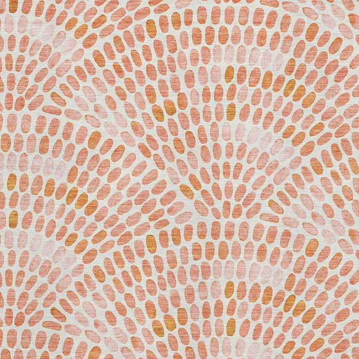8' X 10' Geometric Washable Area Rug With UV Protection (645838) - Peach / Ivory