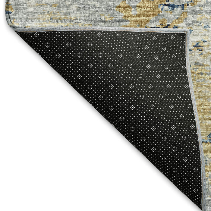 10' X 14' Transitional Abstract Washable Area Rug With UV Protection - Blue