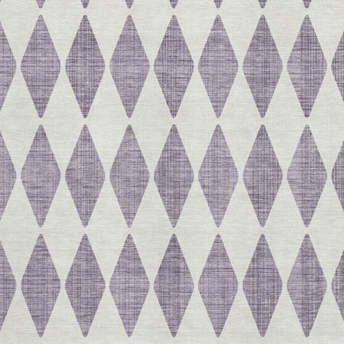 10' X 14' Diamond Washable Area Rug With UV Protection (650098) - Purple / Ivory
