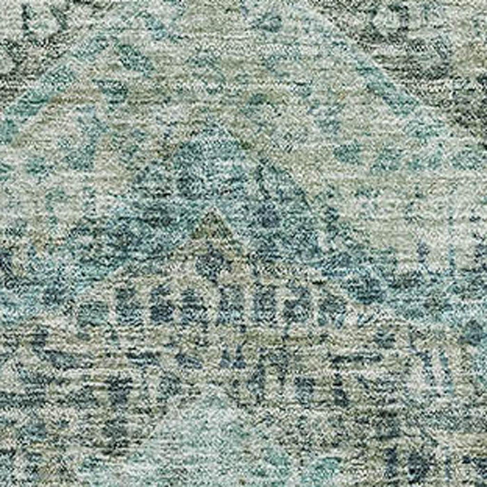 10' X 14' Abstract Geometric Washable Area Rug With UV Protection (708391) - Sage / Blue