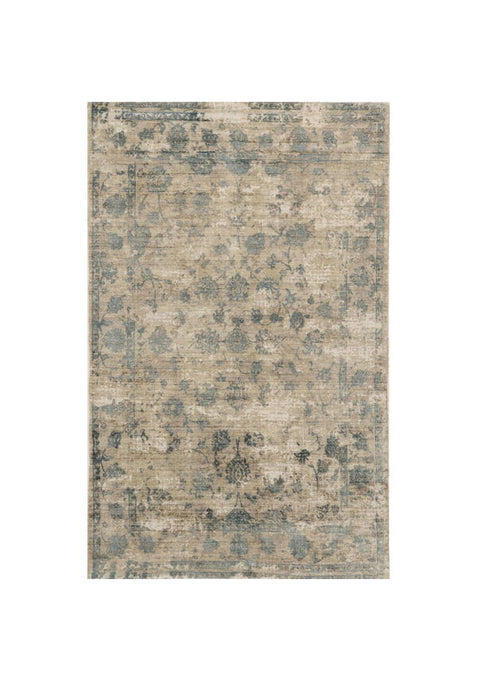 9' x 12' Floral Vines Hand Loomed Distressed Area Rug - Blue