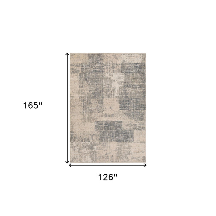 10' x 14' Blue Abstract Power Loom Area Rug - Gray And Light