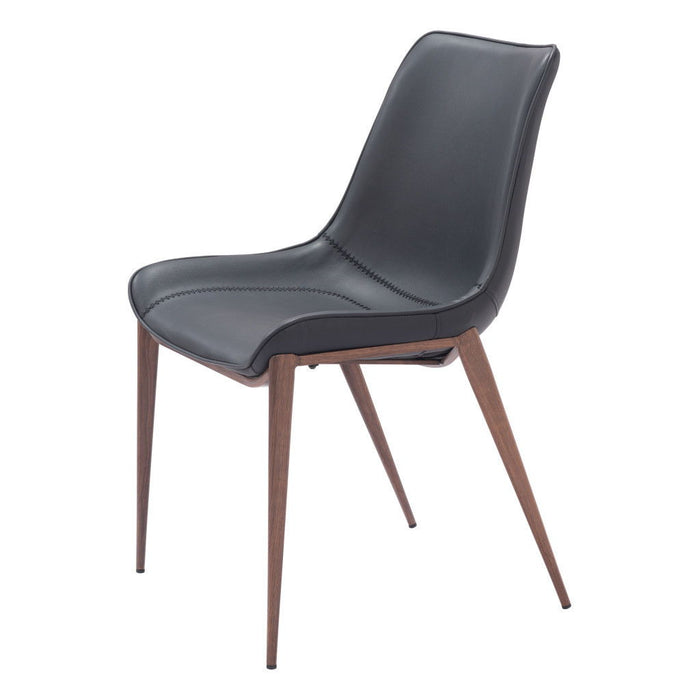 Upholstered Faux Leather Dining Side Chairs (Set of 2) - Black