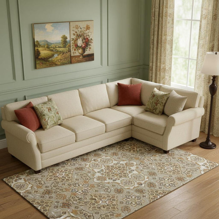 10' X 14' Floral Medallion Washable Area Rug With UV Protection (705881) - Taupe / Beige