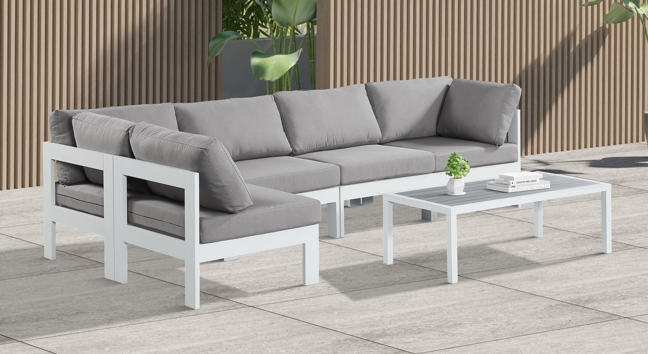 Nizuc - Outdoor Patio 5 Piece Modular Sectional With White Frame