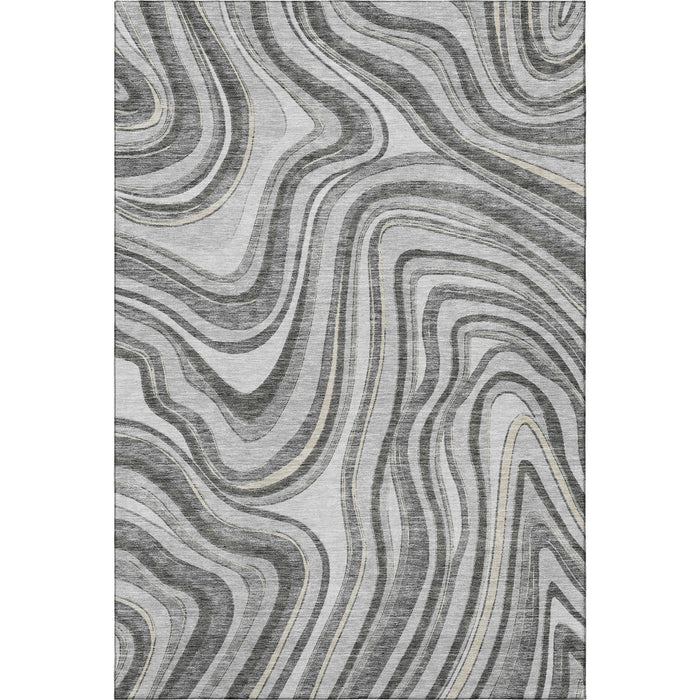 9' X 12' Marble Washable Area Rug With UV Protection - Gray And Ivory