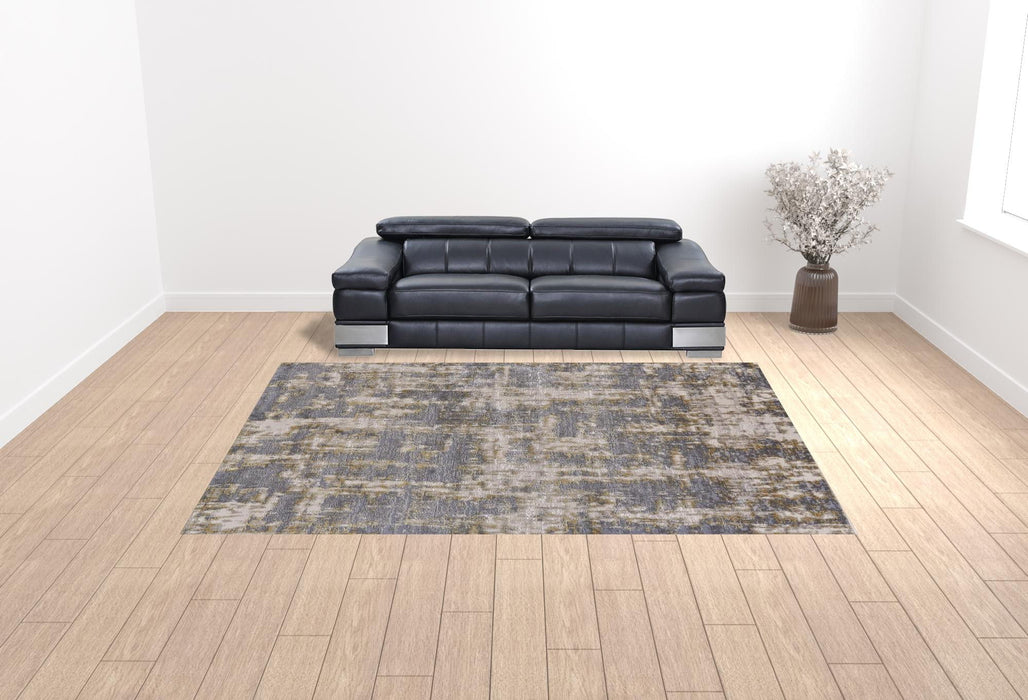 10' x 13' Abstract Stain Resistant Area Rug - Gray And Gold