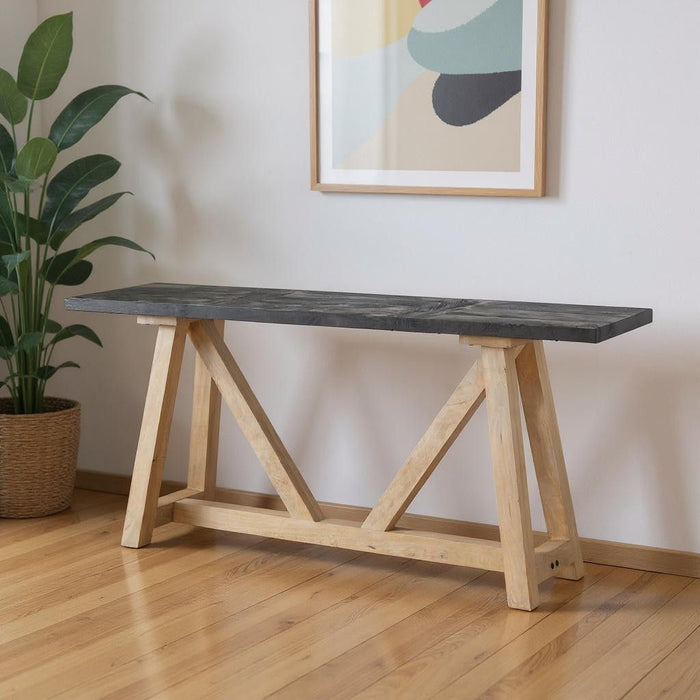 70" Solid Wood Trestle Console Table - Brown