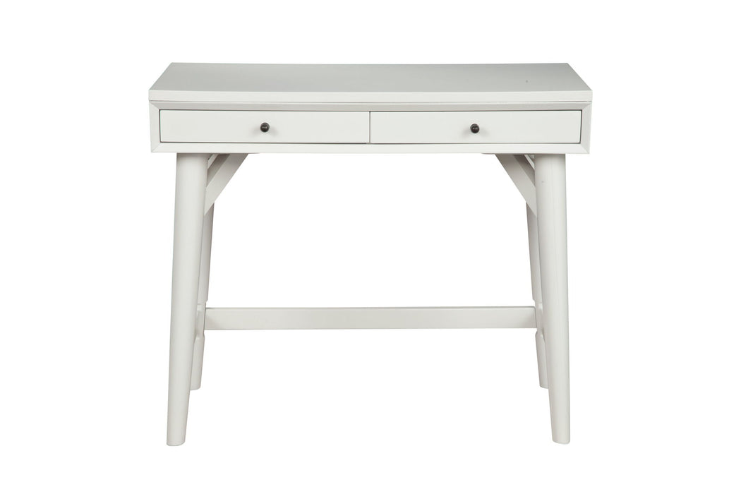 Solid Manufactured Wood Writing Desk With Two Drawers - White