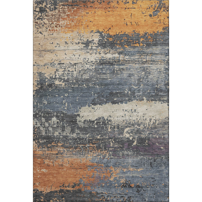 10' X 14' Abstract Washable Area Rug With UV Protection (701069) - Blue / Orange / Ivory