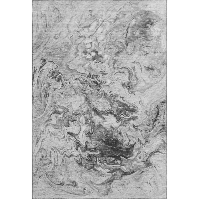 9' X 12' Abstract Washable Area Rug With UV Protection (650955) - Gray / Ivory