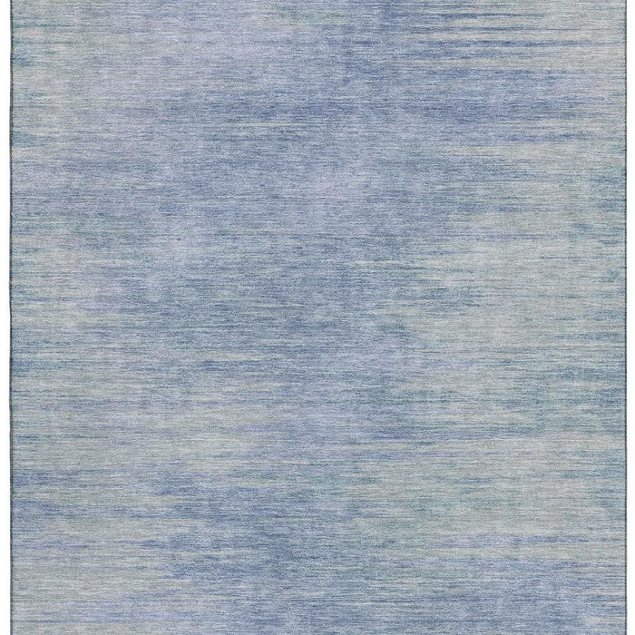 10' X 14' Abstract Washable Area Rug Polyester With UV Protection - Denim Blue And Ivory