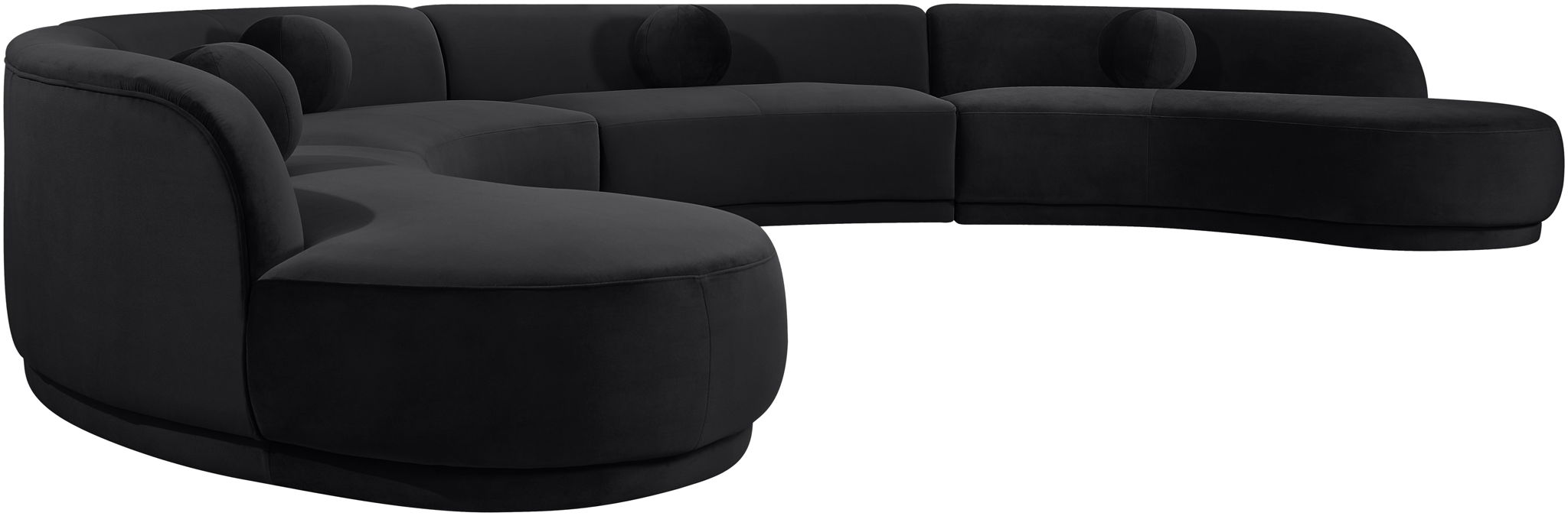 Avra velvet performance fabric sectional by Meridian Furniture, 189-inch upholstered stationary sectional with plush seating.