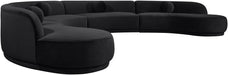 Avra velvet performance fabric sectional by Meridian Furniture, 189-inch upholstered stationary sectional with plush seating.
