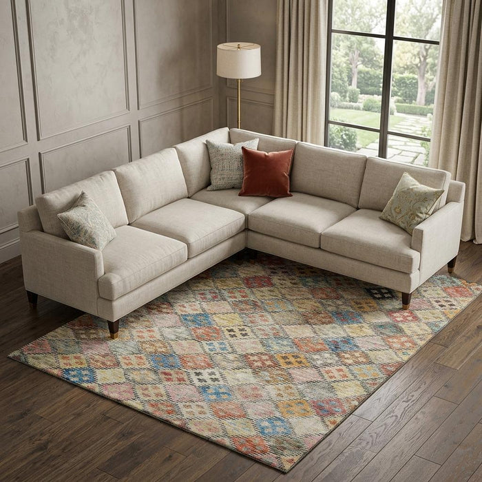 10' X 14' Geometric Washable Area Rug With UV Protection (683836) - Rust / Teal / Brown