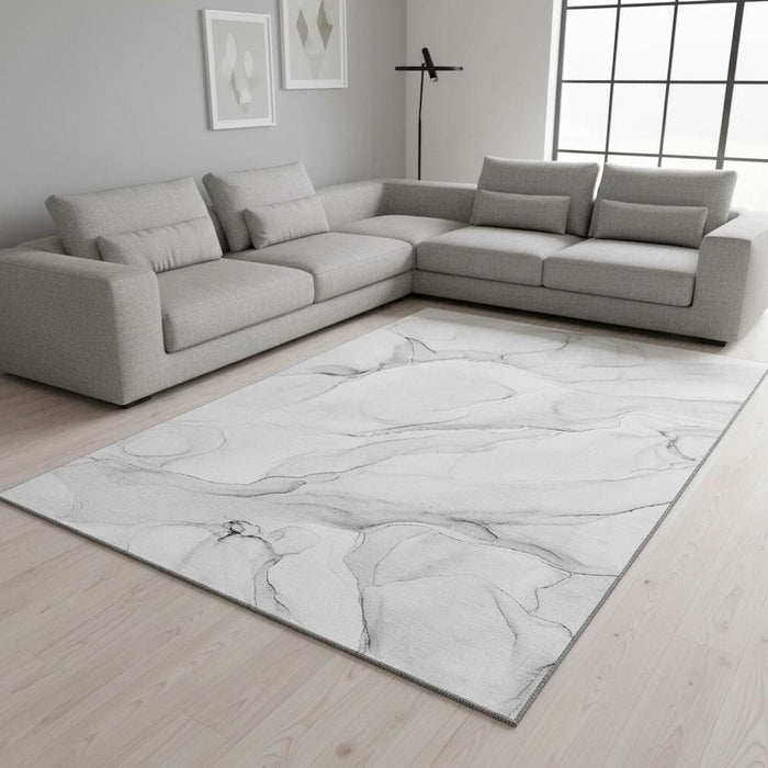 9' X 12' Abstract Washable Area Rug With UV Protection (647139) - Gray / Ivory