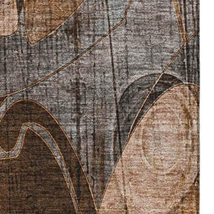 10' X 14' Abstract Distressed Washable Area Rug With UV Protection (648994) - Rust / Gray