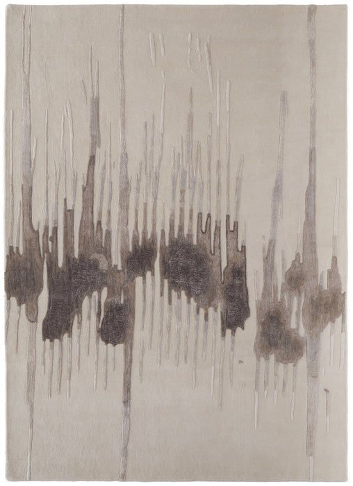 10' x 14' Abstract Hand Tufted Area Rug - Ivory Taupe And Brown