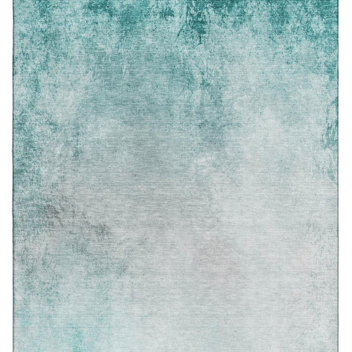 10' X 14' Abstract Washable Area Rug With UV Protection (650914) - Teal / Ivory