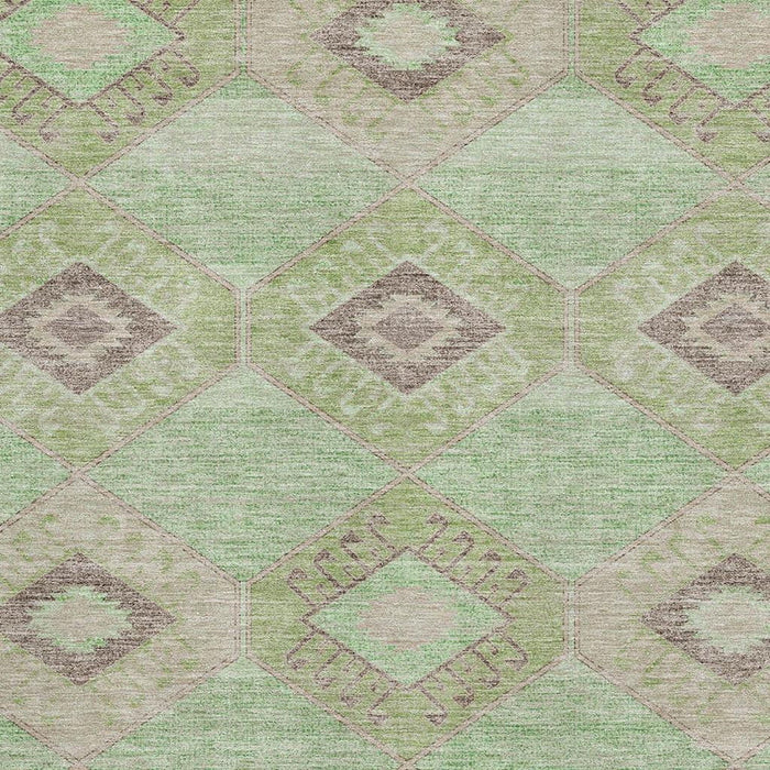 10' X 14' Geometric Washable Area Rug With UV Protection (706007) - Green / Beige