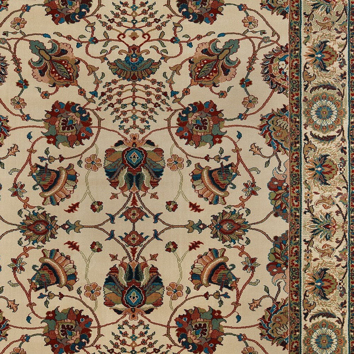 8' X 11' Floral Area Rug - Ivory And Red