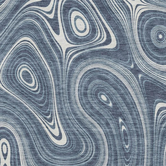 10' X 14' Geometric Washable Area Rug With UV Protection (717717) - Blue / Ivory