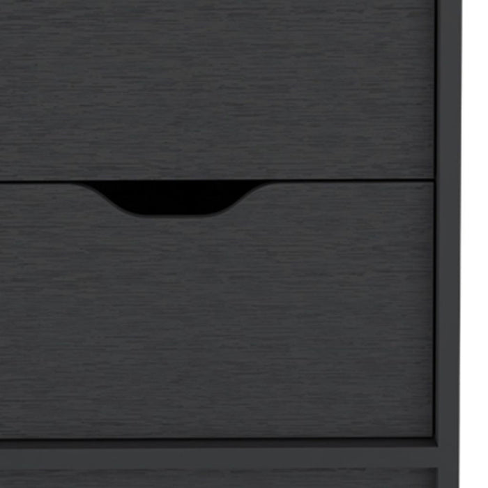 16.1" x 14.3" x 18.9" Two Drawer Faux Wood Nightstand - Black