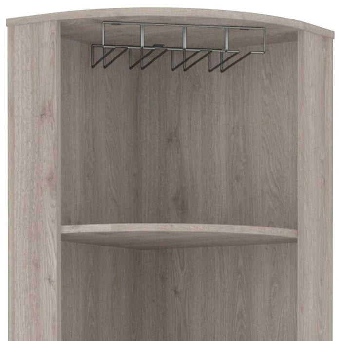 Wood Corner Bar Cabinet With Two Doors - Light Gray
