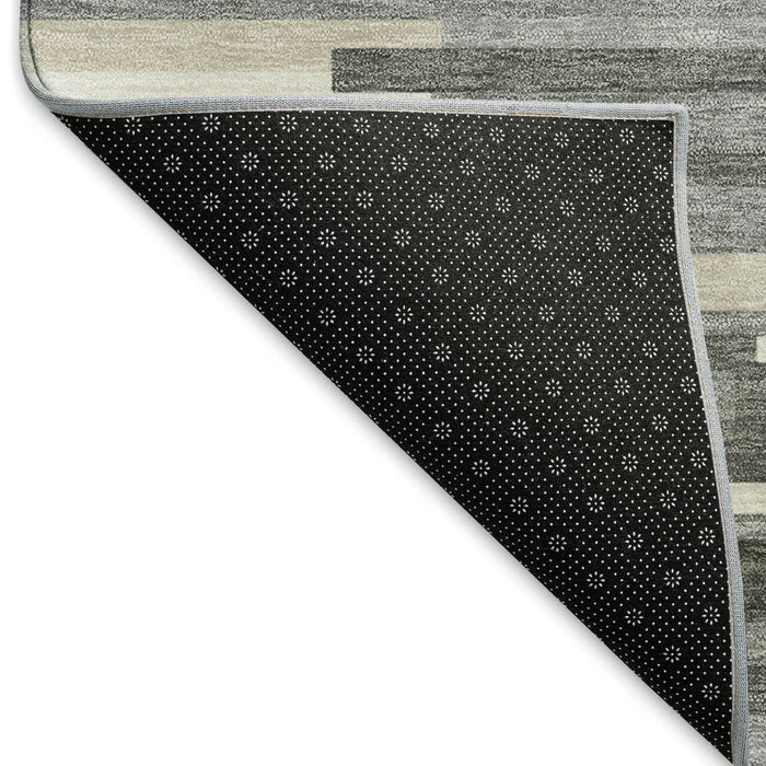 10' X 14' Striped Washable Area Rug With UV Protection (671060) - Gray / Ivory