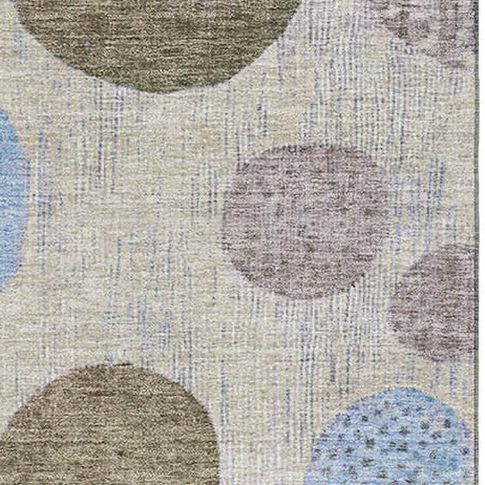 10' X 14' Geometric Washable Area Rug With UV Protection (707473) - Taupe / Blue / Beige