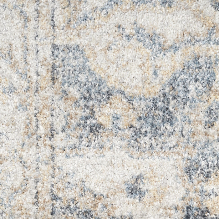 2' X 4' Floral Medallion Washable Area Rug (546915) - Blue / Gray