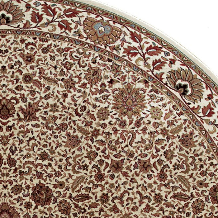 8' Oriental Round Rug - Ivory / Green