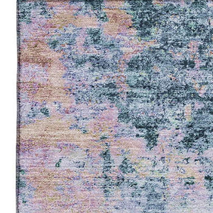 10' X 14' Abstract Washable Area Rug With UV Protection (699142) - Blue / Lavender