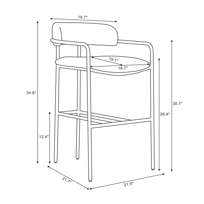 Manhattan Serene - Metal Upholstered Barstool