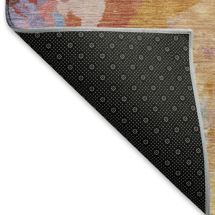 10' X 14' Abstract Washable Area Rug With UV Protection (695456) - Orange / Red / Teal