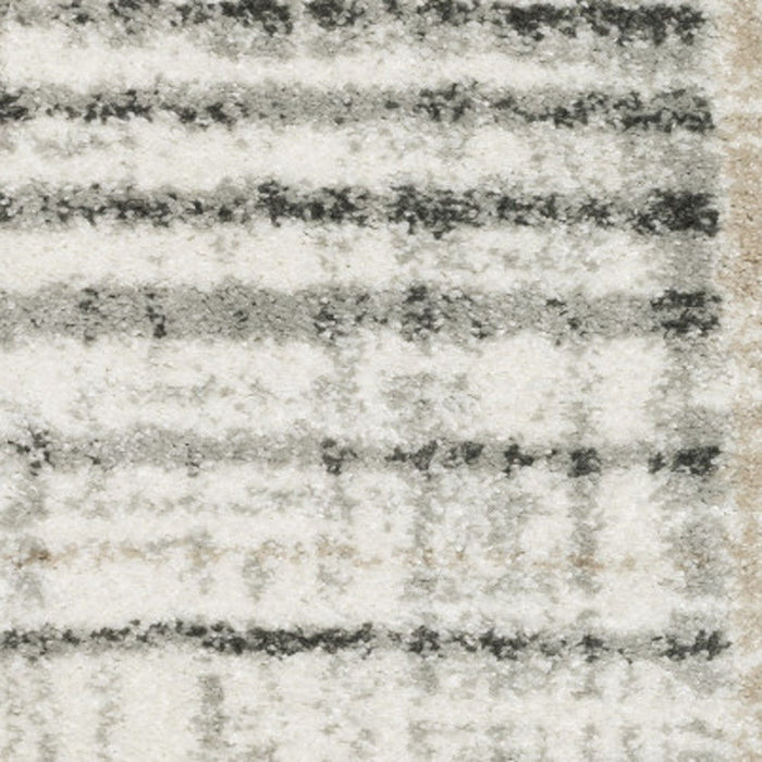 6' x 9' Geometric Power Loom Stain Resistant Area Rug - Gray Charcoal Ivory Tan Brown And Beige