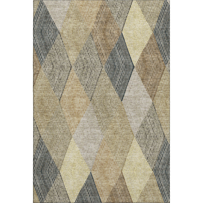 10' X 14' Geometric Washable Area Rug With UV Protection (676200) - Coffee / Gold / Taupe
