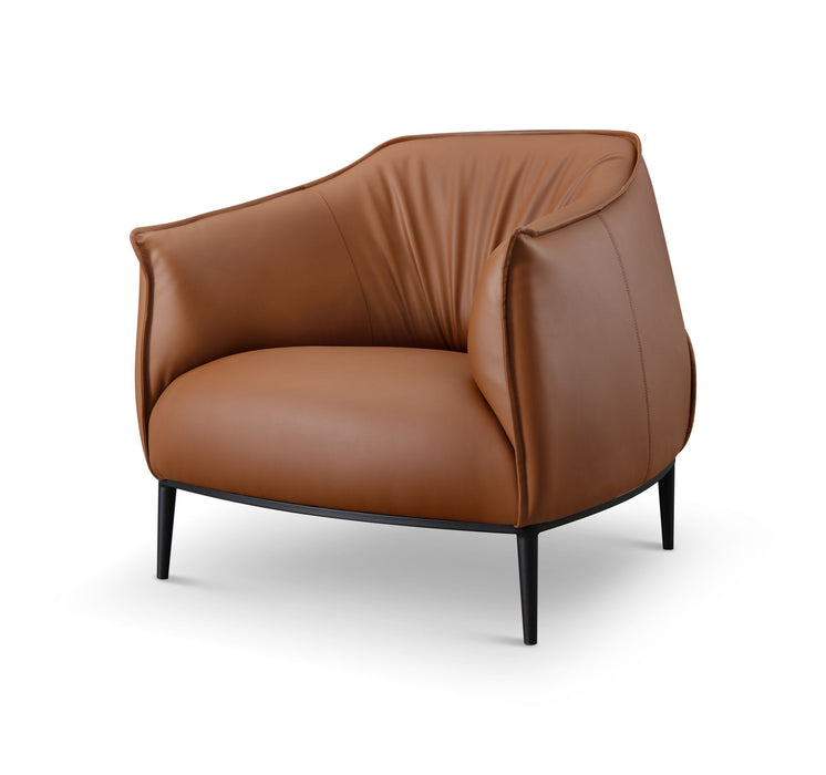 Faux Leather Wood Arm Chair - Brown